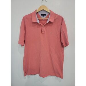 Tommy Hilfiger Men's Salmon‎ Pink Short Sleeve Polo Shirt XXL Preppy Logo